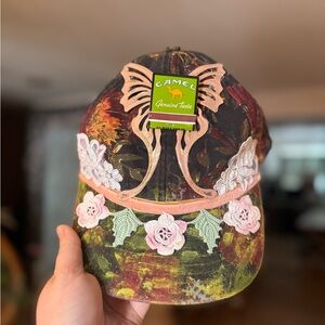 Floral Upcycled Butterfly Camel Match Baseball Cap